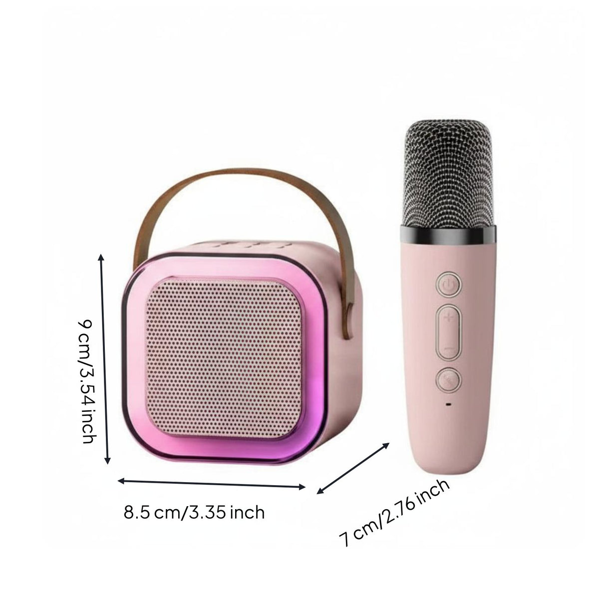 KTV Effects Wireless Handheld Transmitter and Speaker Set Noise Reduction Portable Bluetooth Singing Machine Colorful LED Lights Audio Equipment for Outdoor