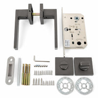 Split-Handle Lock with Quiet Latch Minimalist Door Lock Non-Handed Hardware for Bedroom Doors