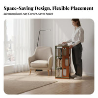 Vintage aesthetic Revolving Book Tower Floor-Standing Rotating bookcase Tower Multi-Tiered Design Storage Furniture Space-Saving for Students, Homeowners, Adults, Living Room, Home Office, Small Spaces, Bedroom