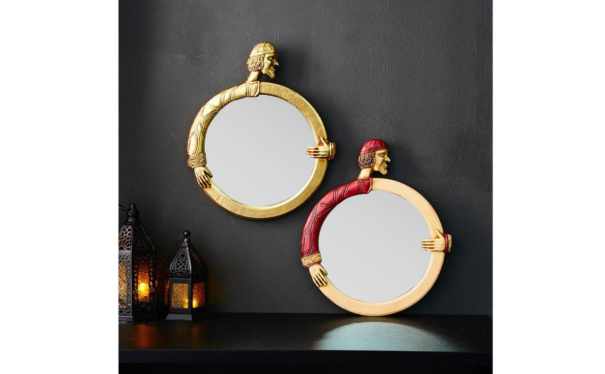 Wall Mirror Artistic Design Round Classical Resin Mirror Vintage Influenced House Decoration for Living Room, Bedroom, Entryway