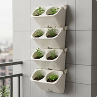 No-Drill Installation Self Watering Vertical Planter Space Saving Tiered Wall Mounted Flower Pot Cascading Water System Vertical Garden Wall Pots Indoor Outdoor Use for Balcony