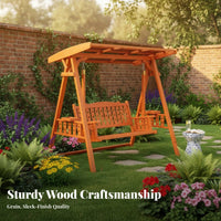 Weather-Resistant 2-Seater Canopy Swing High Weight Capacity Outdoor Furniture Sun Shielding Hanging Bench Reinforced Design for Couples, Families, Garden, Backyard, Patio, Porch