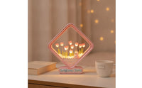 Flower Night Light Illuminated Flower Lamp Flower Night Light LED Flower Lamp with Wooden Base Warm for Bedroom, Desk