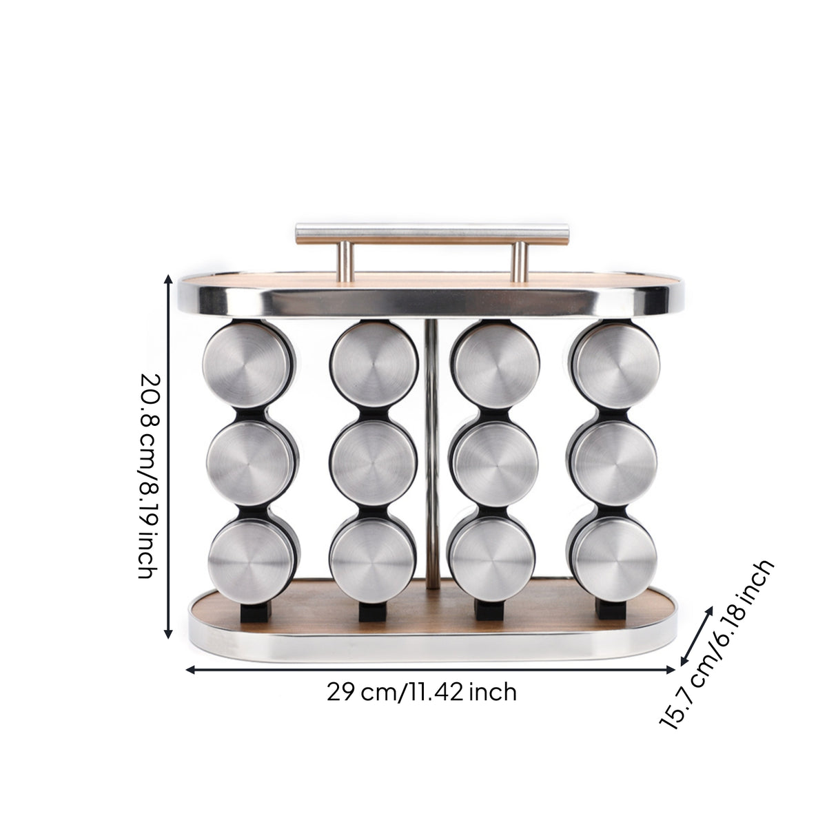 Seasoning Rack with 12 Jars Modern Seasoning Storage Rack with Handle Seasoning Bottle Set Non-Slip Portable for Home Cooks