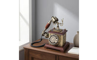 Rotary Telephone Message Book Bronze Finish Vintage Desk Phone Message Book Rotary Phone Wood-Toned Base