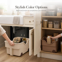 Kitchen Storage Box with Wheels and Handle for Spices, Toys, and Sundries, Cabinet Pot Lid Organizer