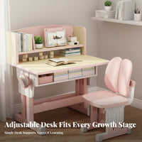 Adjustable Kids Desk and Chair Set Sturdy Adjustable children's Study Desk Widened Desktop Ergonomic Student Writing Table for Learning, School