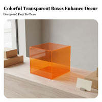 Clear Acrylic Display Box High See-Through Quality Colored Acrylic Box Multipurpose Transparent Storage Cube for Collectors, Hobbyists, Office, Closet