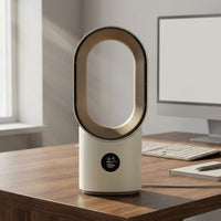 Type-C Charging Bladeless Humidifying Fan 3-Speed Bladeless Desk Fan LED Display Air Cooler Portable