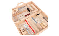 Suitcase Style Carpentry Repair Toy Natural Wood Finish Wooden Tool Box Toy Assorted Pieces Wooden Toolbox Set Metal
