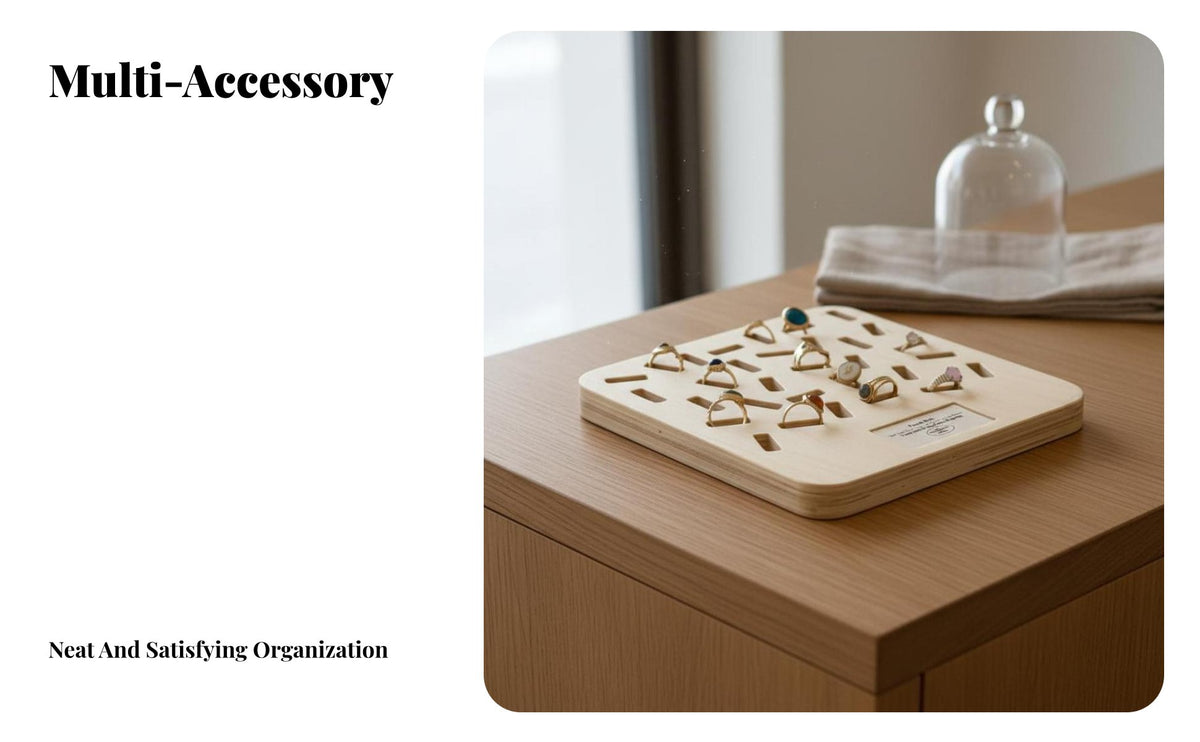 Wooden Band Display Tray Photography Prop Jewelry Display Board Versatile Slotted Jewelry Organizer for Retailers, Women, Retail Store, Showcase