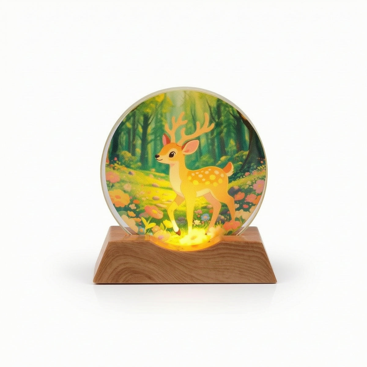 Acrylic Night Light with Wooden Base Illuminated LED Night Light Printed