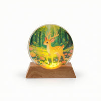 Acrylic Night Light with Wooden Base Illuminated LED Night Light Printed