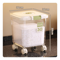 Moisture-Proof Rice Storage Bin Transparent Body Large Capacity Pet Food Bin Safe for Kitchen