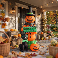 Inflatable Black Cat and Pumpkin Outdoor Inflatable Pumpkin with Cat Festive Yard Decoration Cute for Lawn, Porch