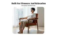 Upholstered Armchair with Wooden Frame Modern & Design Lounge Chair Curved Spinerest Thick Pad for Young Adults, Office Workers