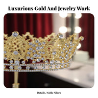 Gold King Crown Regal Design men's King Crown Gender-Neutral Jeweled Tiara Ornate Detailing Sturdy Build for Actors, Pageants
