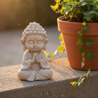 Meditating Buddha Statue Tranquil Decorative Rock-Look Buddha Sculpture Weather Resistant Garden Ornament for Stretching Exercises Practitioners