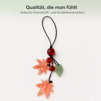 Maple Leaf Red Beaded Phone Charm Keychain Hand-Woven Pendant for Students