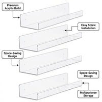 Bedroom Storage Shelf Unit for Home Organization, Transparent Corner Wall Mounted for Students, Modern Acrylic Display Rack