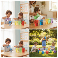 6 Pieces Plastic Measuring Cups Graduated for Sensory Table, Classroom, Teachers