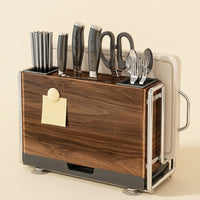 Space Saving Kitchen Utensil Storage Rack for Chefs, Carbon Steel Chopstick Holder and Cutting Board Stand