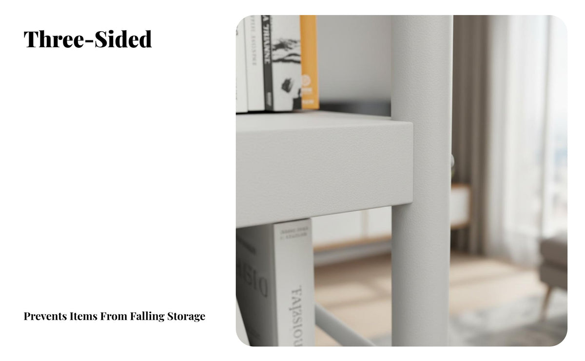 Multi-Layer Metal Bookshelf Minimalist Design Multi-Tier Standing Shelf Sturdy and Floor Standing Storage Rack for Study Room, Office, Bedroom