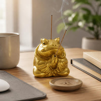 Golden Toad Incense Holder Ash Catcher Praying Frog Incense Stand Gift Idea