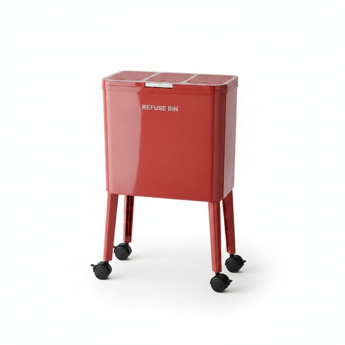 Swivel Casters Rolling Trash Bin Carry Handle Floor-Standing Trash Can Raised Design