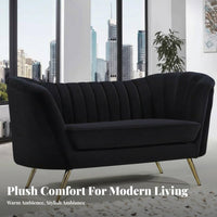 Nordic design Tufted plush fabric Sofa Light Luxury Design Small Couch Slim Metal Legs Loveseat dense Foam padding for Apartment Dwellers, Homeowners, pairs, Living Room, Lounge Area, Office, Bedroom