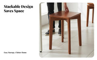 Stackable Square Wooden Stool Minimalist Design Four-Legged Utility Stool Stable Structure Backless Seat Long-Lasting for Restaurant Owners, Homeowners, Dining Room, Tea House, Kitchen, Office