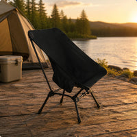 Carry Bag Folding Moon Chair Slanted Backrest Black Metal Folding Chair Low Seat Outdoor Furniture Portable