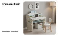Multi-Functional Adjustable kids' Desk and Chair Set Ergonomic Design Height-Adjustable Study Set sturdy Construction children's Furniture Easy-to-Clean Surface for Toddlers, Preschoolers, Students, Playroom, Bedroom, Home