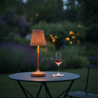 Dimmable Table Lamp with Rattan Shade Cozy Rattan Table Lamp Vintage Compact for Patio
