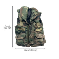 Flap Pockets Vest Front Zip Miniature Vest Padded Hooded Top Figure Accessory Stitched for Collectors, Hobbyists, Scene Display, Display