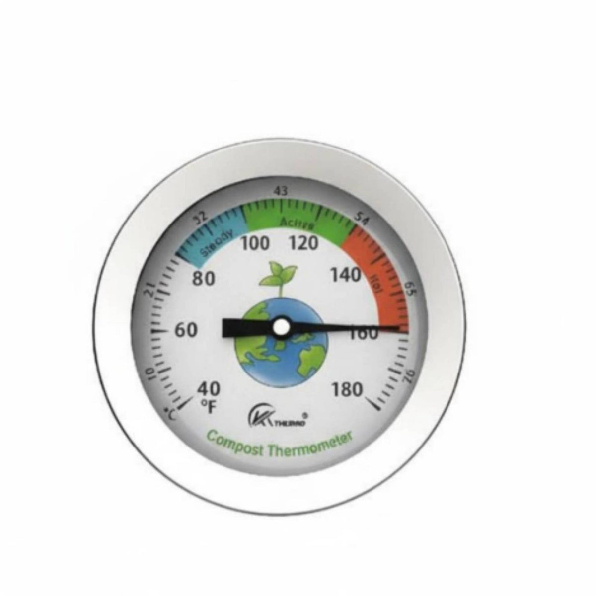 Long Rod Compost Thermometer Easy to Read Face for Gardeners