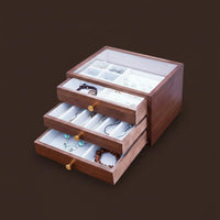 3 layer Jewelry Storage Box Large Capacity Wooden Jewelry Organizer Solid Wood Necklace Holder for Women, Girls