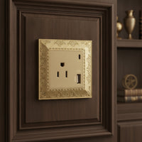 Outlet Faceplate with Floral Border Decorative Electrical Faceplate 1-Gang Wall Plate Vintage Hardware Ornate for Renovation