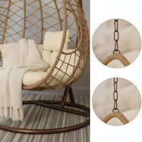 Hanging Basket Chair Woven Hanging Chair with Cushion Padded Furniture for Adults, Teens, Balcony, Bedroom, Living Room