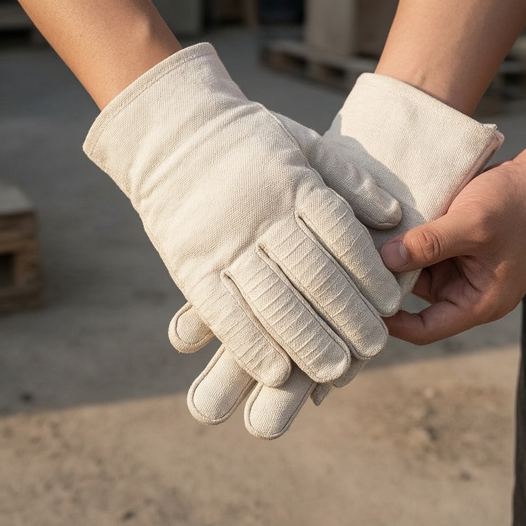 Thickened Canvas Work Gloves Double Layer Full Lined 24-Thread Wear-Resistant for Welding Construction Industrial Safety