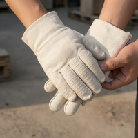 Thickened Canvas Work Gloves Double Layer Full Lined 24-Thread Wear-Resistant for Welding Construction Industrial Safety