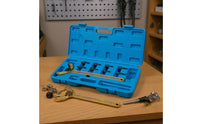 9 Pieces Interchangeable Pins Cam Pulley Holding Tool Long Handle Adjustable Camshaft Pulley Holder Heavy Duty Camshaft Sprocket Holding Tool Time Saving for Mechanics, DIYers, Auto Repair Shop, Garage