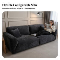 French Vintage aesthetic Scalloped rear Sofa flower-likeShaped rearrest 3-Seater Settee Down-Filled paddings Couch Plush Seating for Interior Design aficionados, Homeowners, Apartment Dwellers, Lounge Area, Bedroom, Home Office