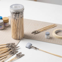 100 Pieces Spring Clip with Bamboo Handle Pointed Model Painting Clip Tool for Craft Projects