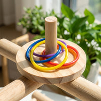 Wooden Parrot Toy Stacking Circle Set, Flower Base Training Toy, Parrot Gnaw Toy, Small Parrot Toy for Budgie Cockatiel Enrichment