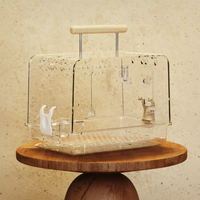 Portable Acrylic Bird Carrier Cage for Parrots, Cockatiels, Peonies, and Budgerigars - Travel Cage for Small Birds