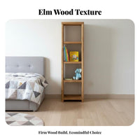 Solid Wood Construction Uncovered-Back Shelving Unit Shelf Natural Oil Finish Slim Book Shelving Unit Traditional Joinery Bookshelf Space-Saving Design for Students, Collectors, Homeowners, Living Room, Bedroom, Small Areas