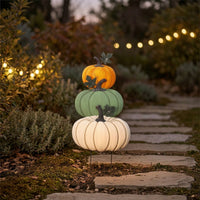Stacked Pumpkin Stake Fall Pumpkin Garden Stakes Harvest Lawn Ornaments for Porch