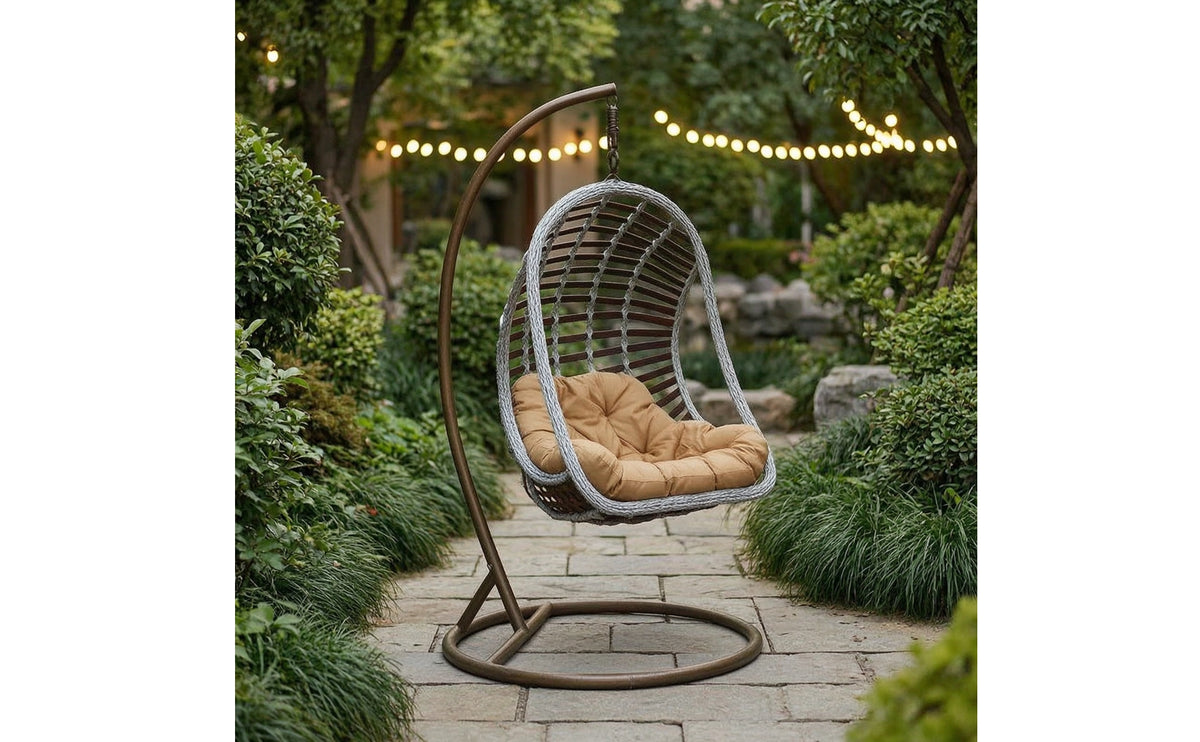 Hanging Basket Chair with Stand Freestanding Hanging Chair with Stand Enveloping-Shaped for Balcony, Garden, Living Room