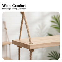 Rope-Hung board Shelf Rustic aesthetic Rope hanginging storage area Saving for Living Room